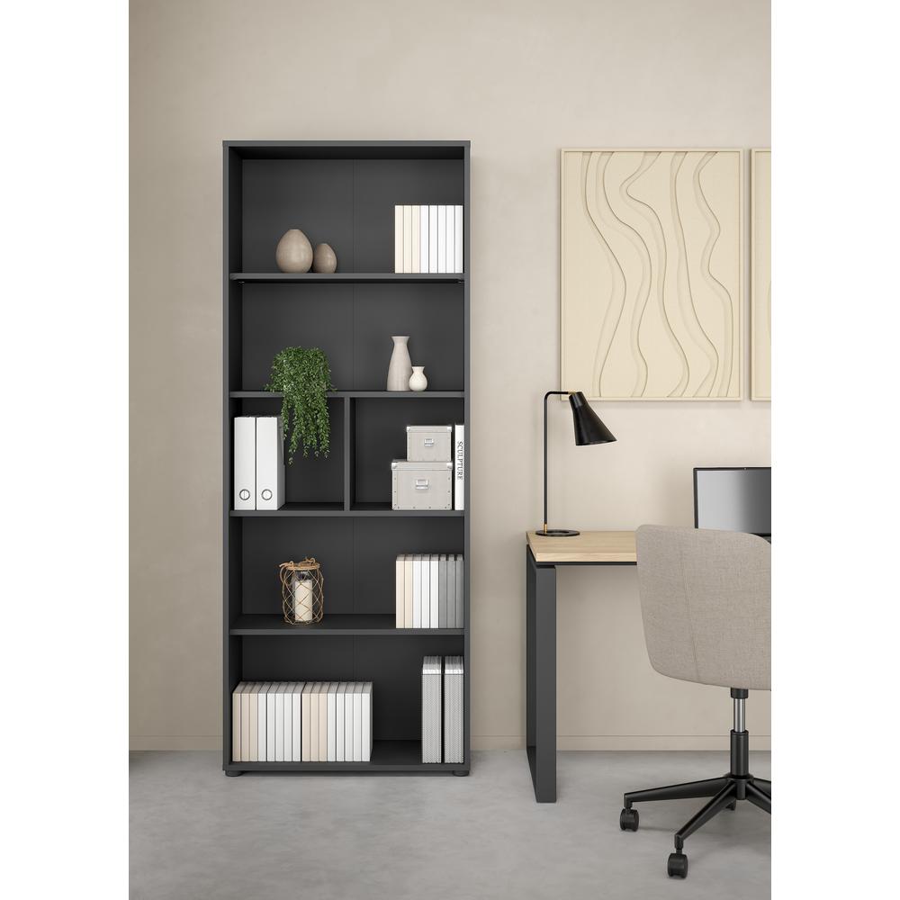 Sign 6 Shelf Boockase, Home Office Storage, Matte Grey. Picture 7