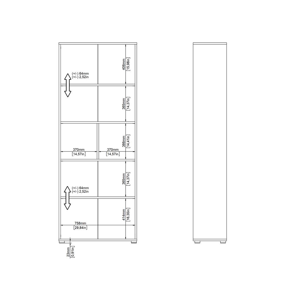 Sign 6 Shelf Boockase, Home Office Storage, Matte Grey. Picture 9