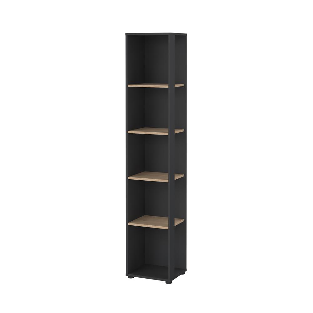Sign Open Narrow 5 Shelf Boockase, Matte Grey/Jackson Hickory. Picture 1