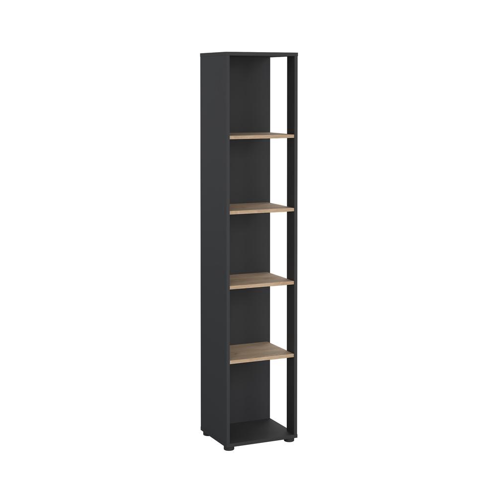 Sign Open Narrow 5 Shelf Boockase, Matte Grey/Jackson Hickory. Picture 3