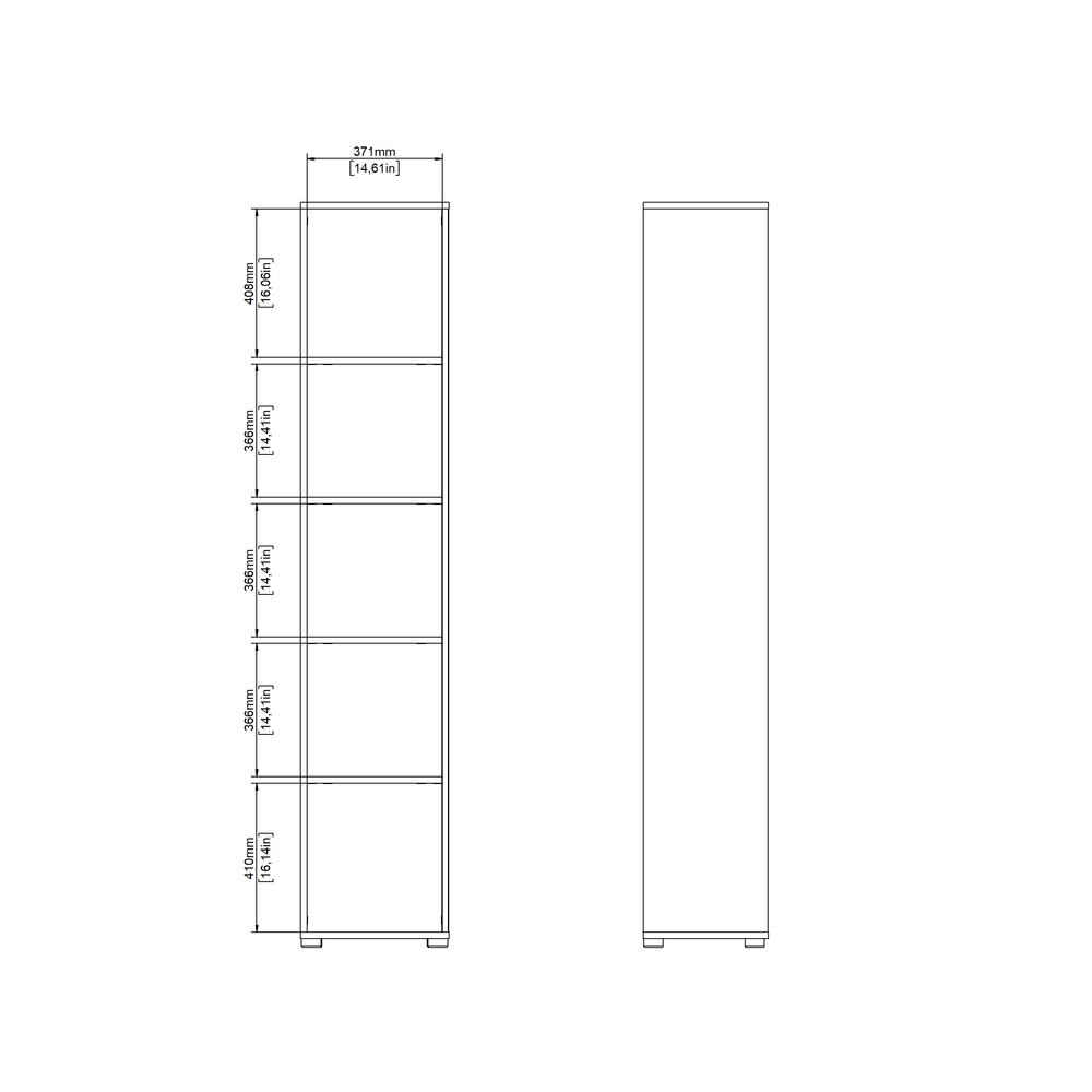Sign Open Narrow 5 Shelf Boockase, Matte Grey/Jackson Hickory. Picture 9