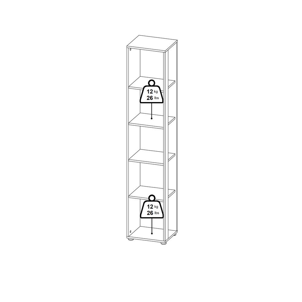 Sign Open Narrow 5 Shelf Boockase, Matte Grey/Jackson Hickory. Picture 10