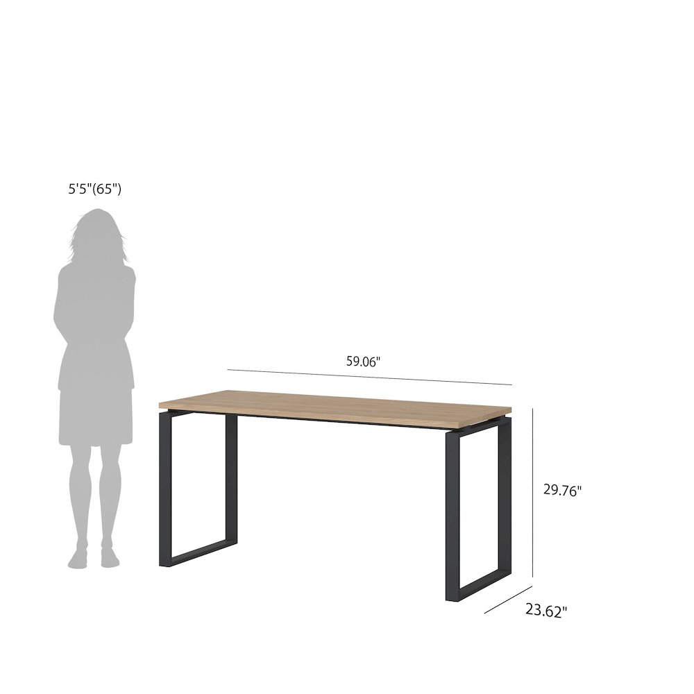 Sign Home Office Writing Office Desk, Jackson Hickory/Matte Grey. Picture 9