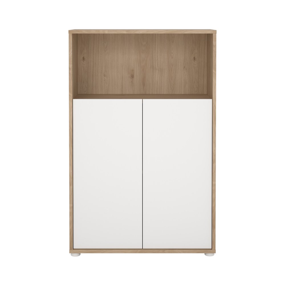 Adjustable 3 Shelf Bookcase with 2 Doors, Open Storage Home Office Bookshelf. Picture 1