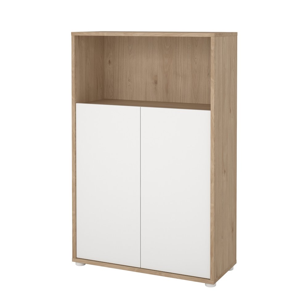 Adjustable 3 Shelf Bookcase with 2 Doors, Open Storage Home Office Bookshelf. Picture 2