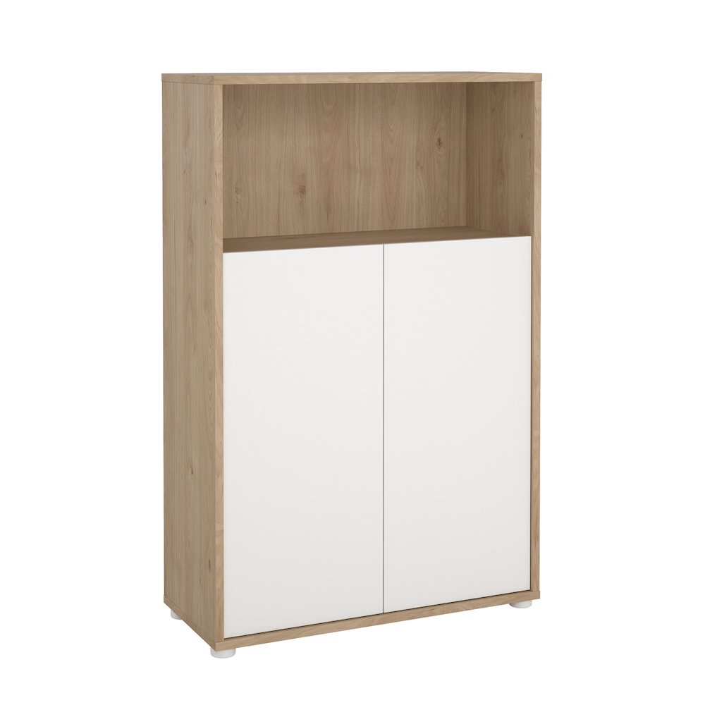 Adjustable 3 Shelf Bookcase with 2 Doors, Open Storage Home Office Bookshelf. Picture 3