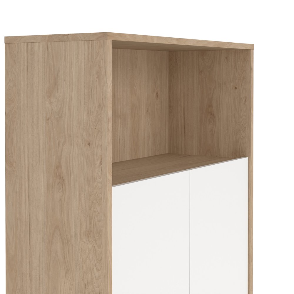 Adjustable 3 Shelf Bookcase with 2 Doors, Open Storage Home Office Bookshelf. Picture 6