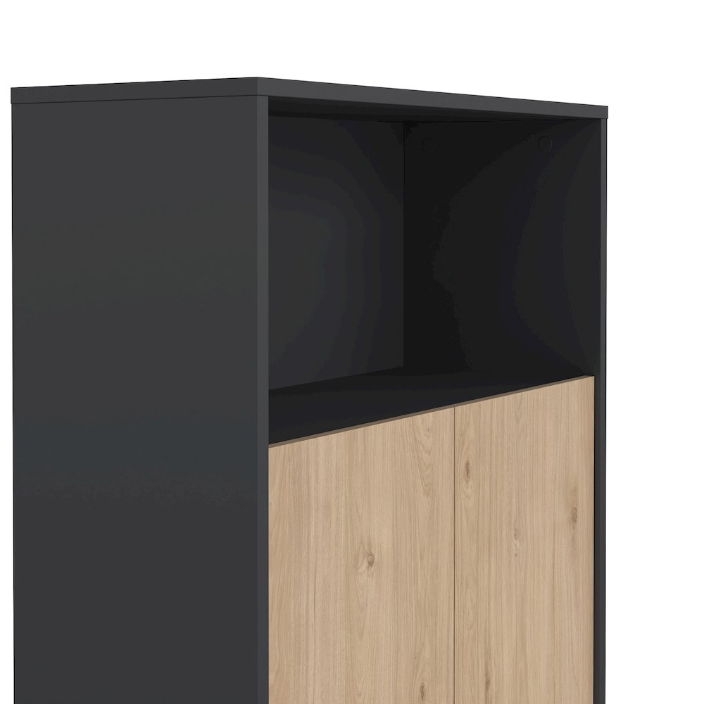 Adjustable 3 Shelf Bookcase with 2 Doors, Open Storage Home Office Bookshelf. Picture 6