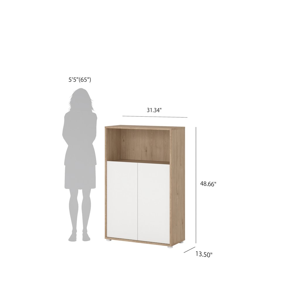 Adjustable 3 Shelf Bookcase with 2 Doors, Open Storage Home Office Bookshelf. Picture 13
