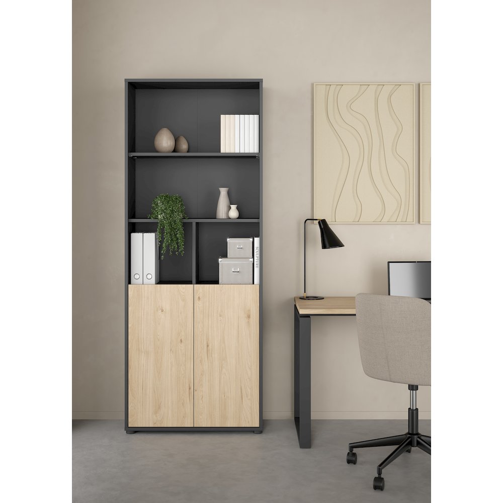 6 Shelf Boockase with 2 Doors, Home Office Storage. Picture 12
