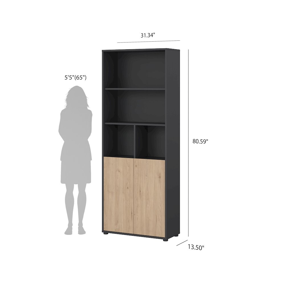 6 Shelf Boockase with 2 Doors, Home Office Storage. Picture 13