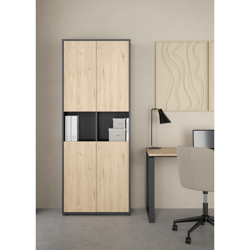 6 Shelf Boockase with 4 Doors, Home Office Storage. Picture 12
