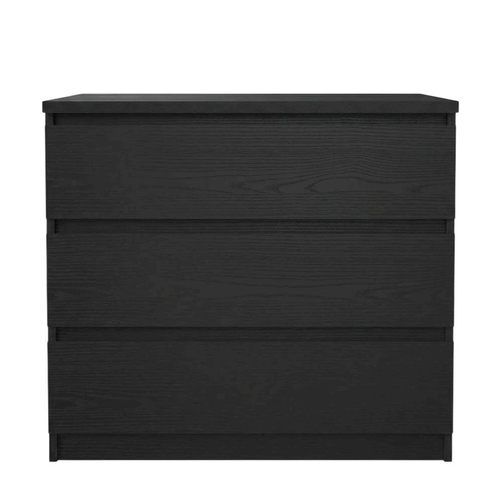 Black Woodgrain Bedroom Chest with 3 Drawers and Metal Ball Bearing Runners. Picture 6