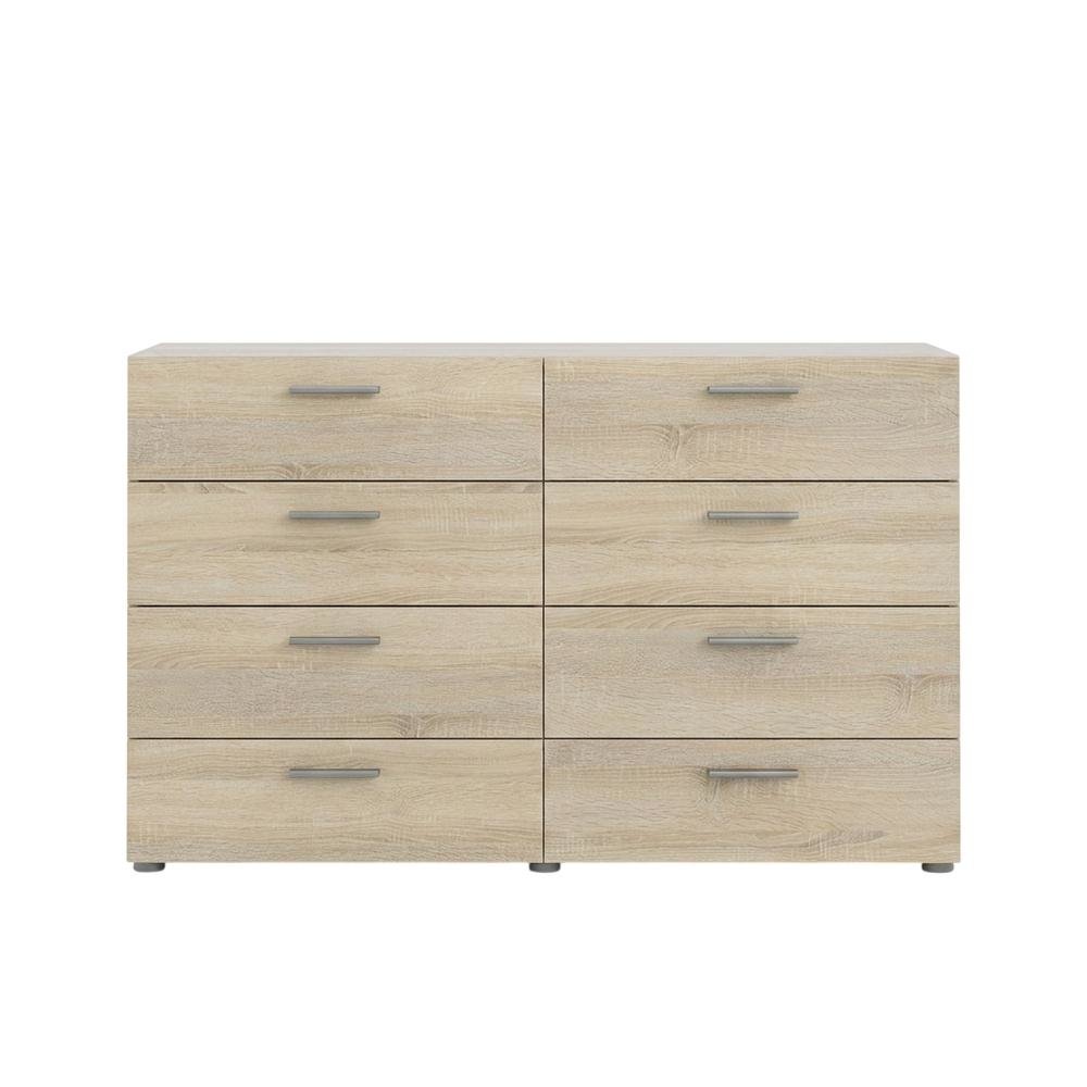 Oak-colored bedroom dresser with 8 drawers and timeless design. Picture 6