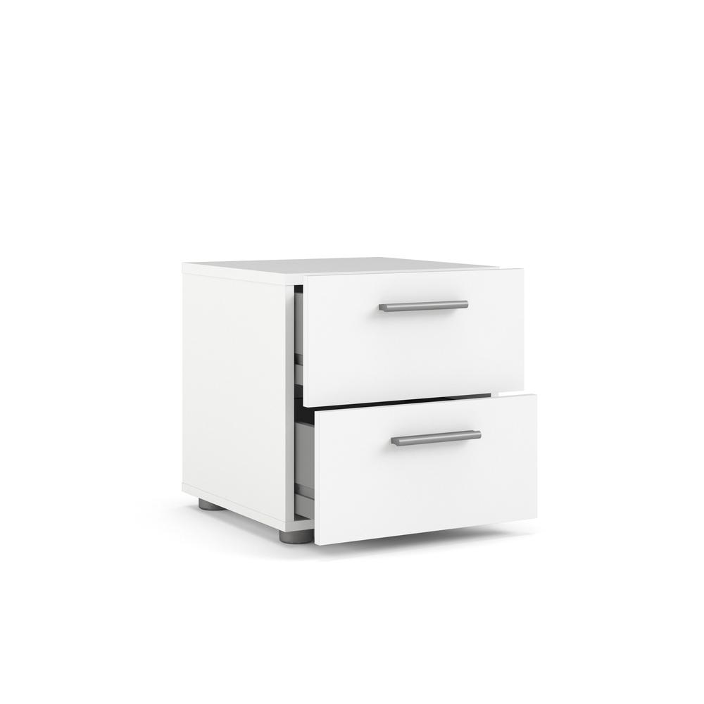 Austin 2 Drawer Nightstand, White. Picture 3