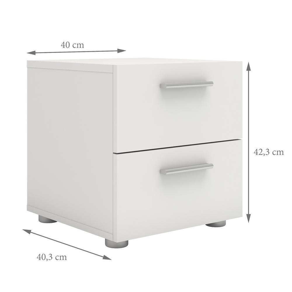 Austin 2 Drawer Nightstand, White. Picture 7