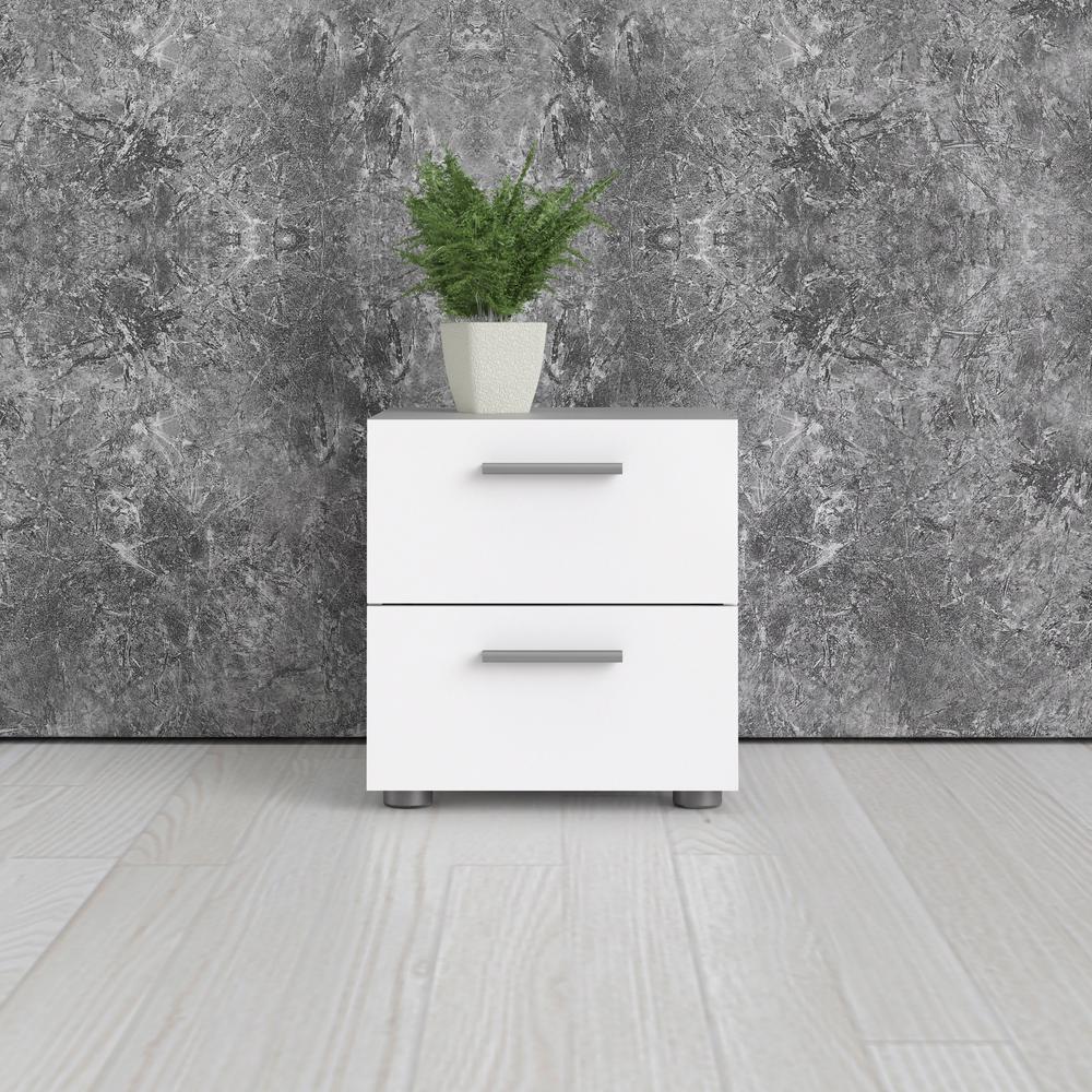 Austin 2 Drawer Nightstand, White. Picture 9