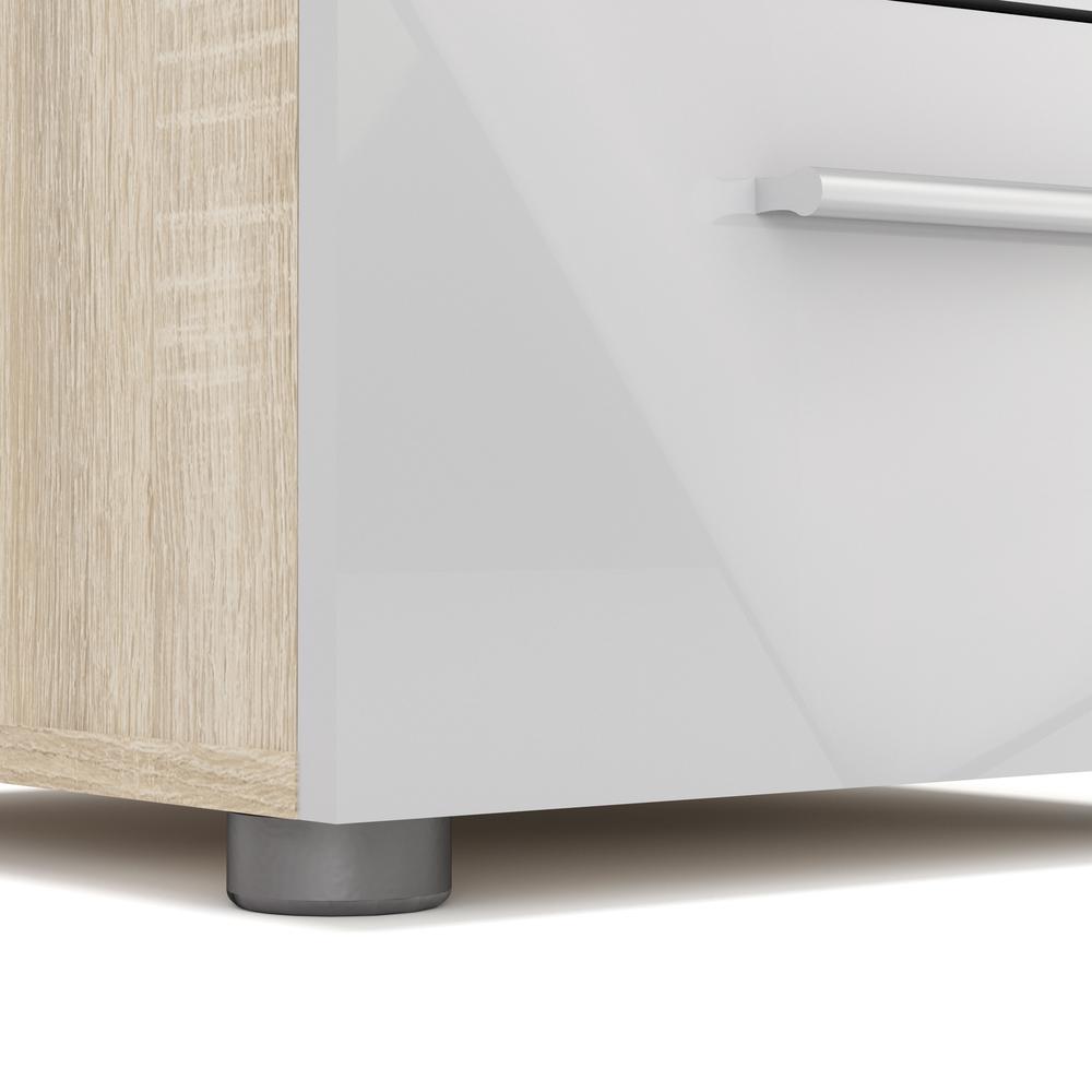 Austin 2 Drawer Nightstand, Oak Structure/White High Gloss. Picture 7