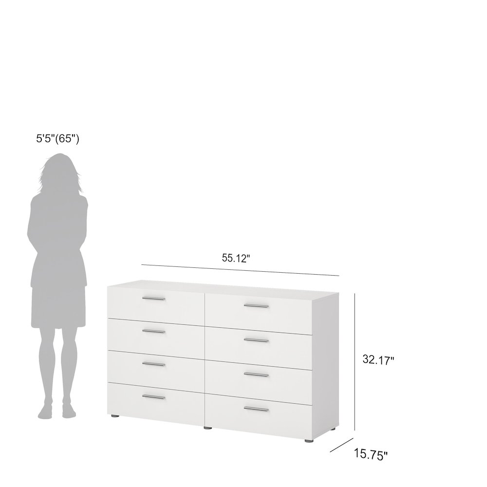 Austin 8 Drawer Double Dresser, White. Picture 13