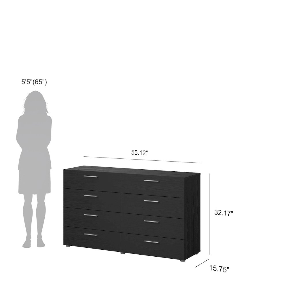 Austin 8 Drawer Double Dresser, Black Woodgrain. Picture 13