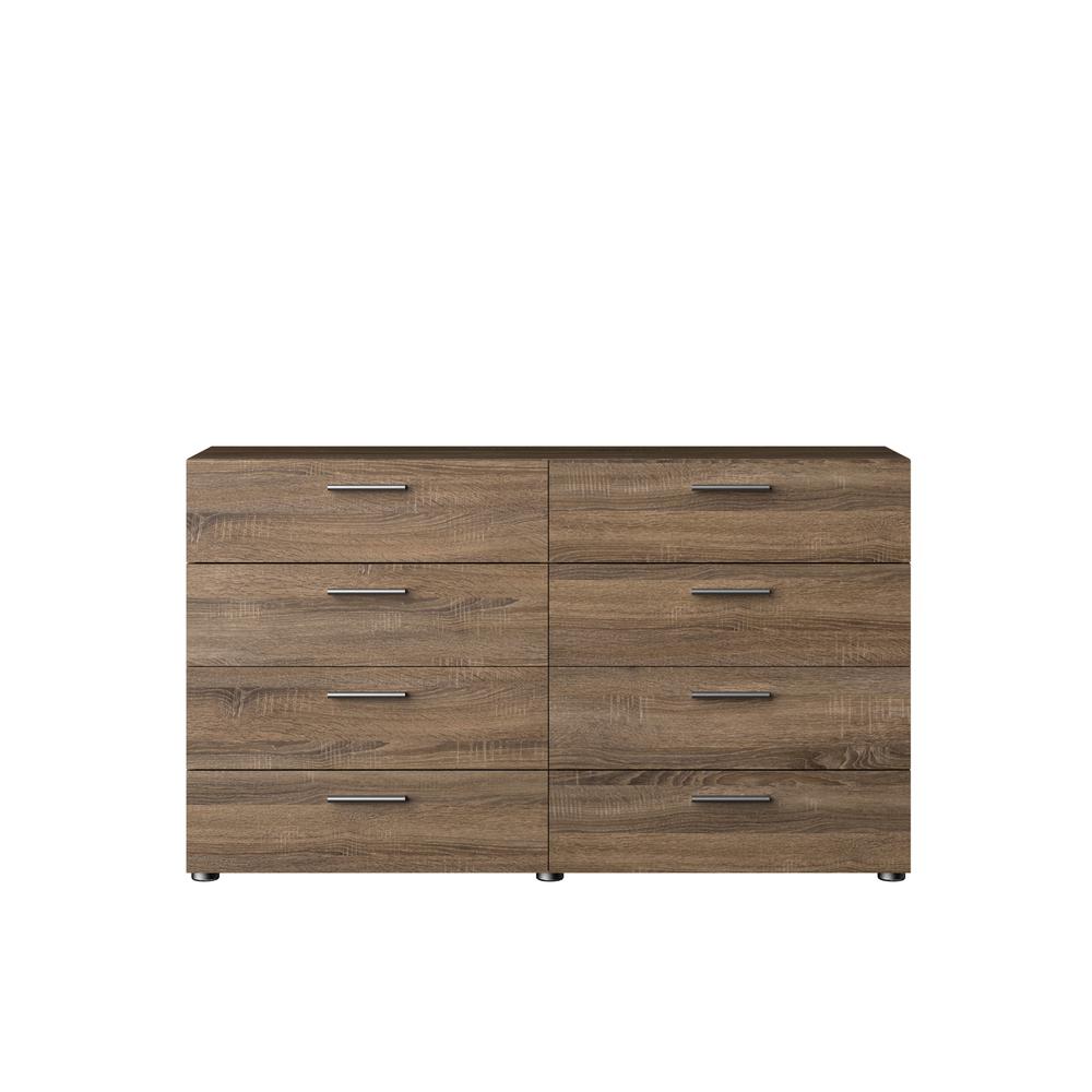 Elegant 8 Drawer Dresser in Truffle Oak for Modern Bedroom Storage Solutions. Picture 1