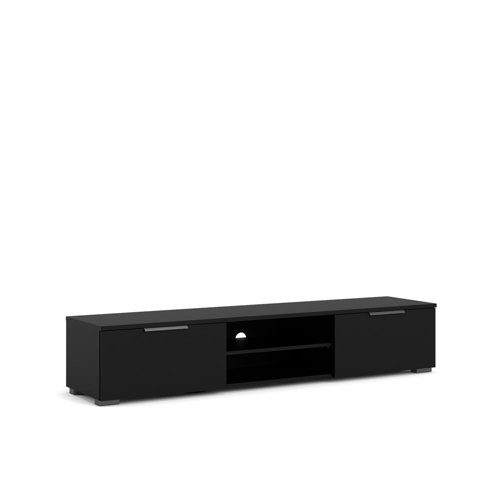 2 Drawer 2 Shelf TV Stand Black Matte. Picture 1