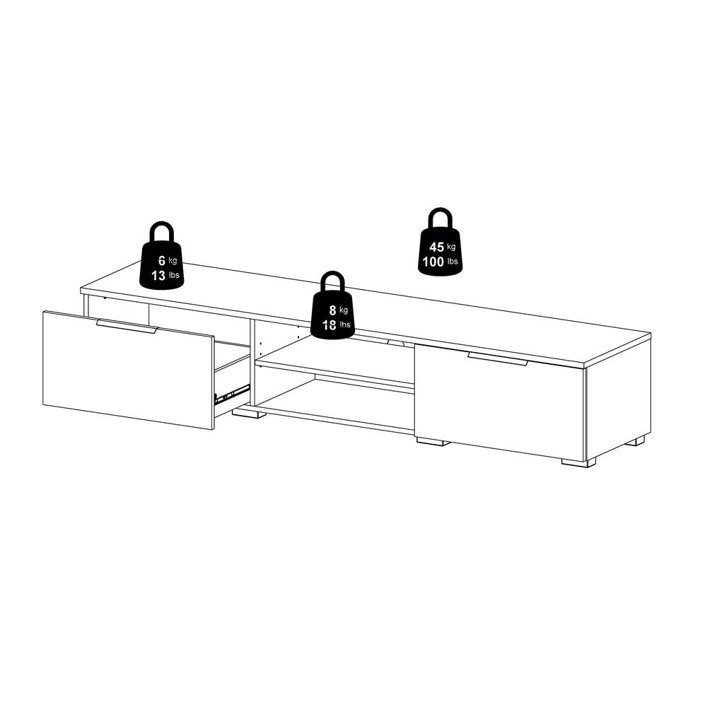 2 Drawer 2 Shelf TV Stand Black Matte. Picture 8