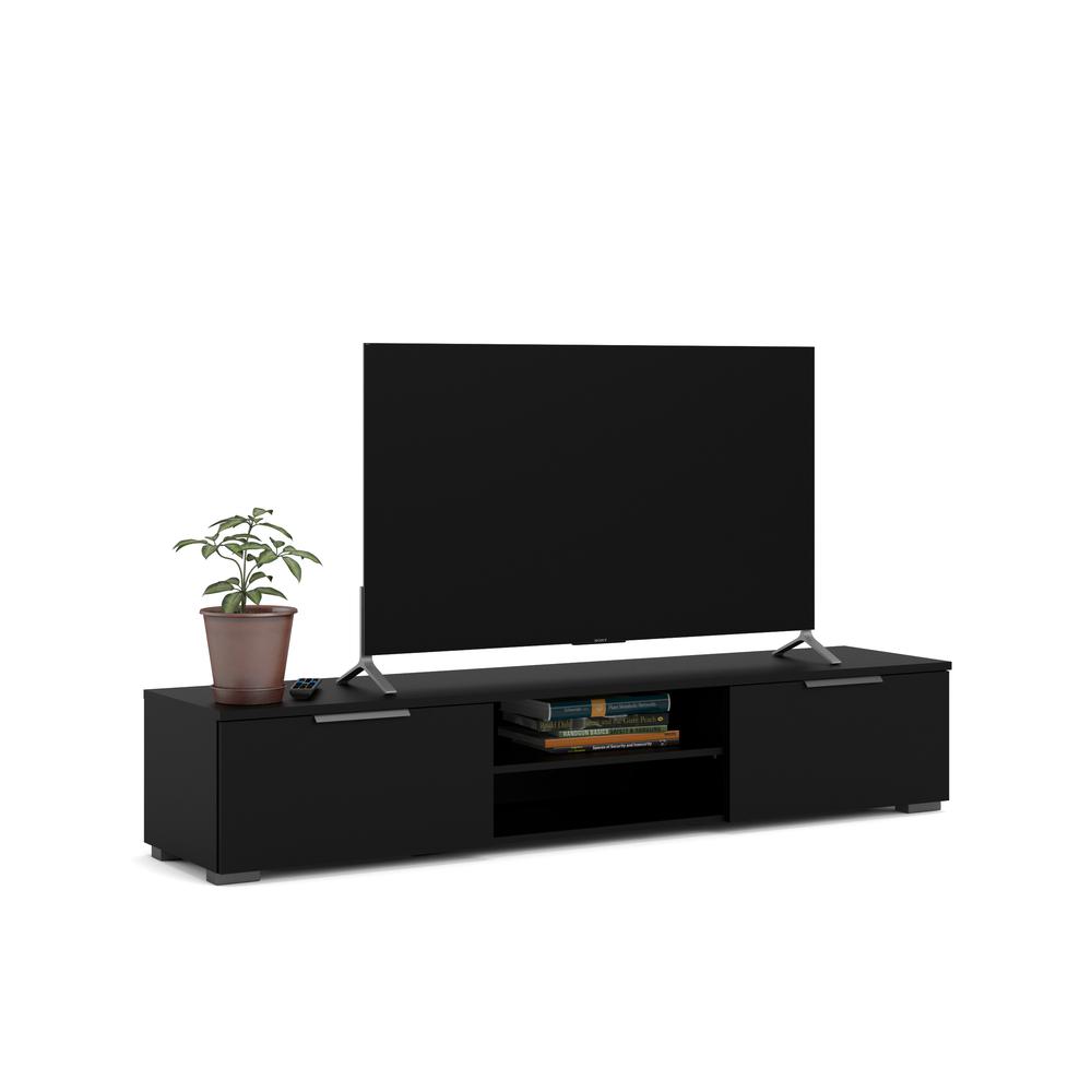 2 Drawer 2 Shelf TV Stand Black Matte. Picture 11