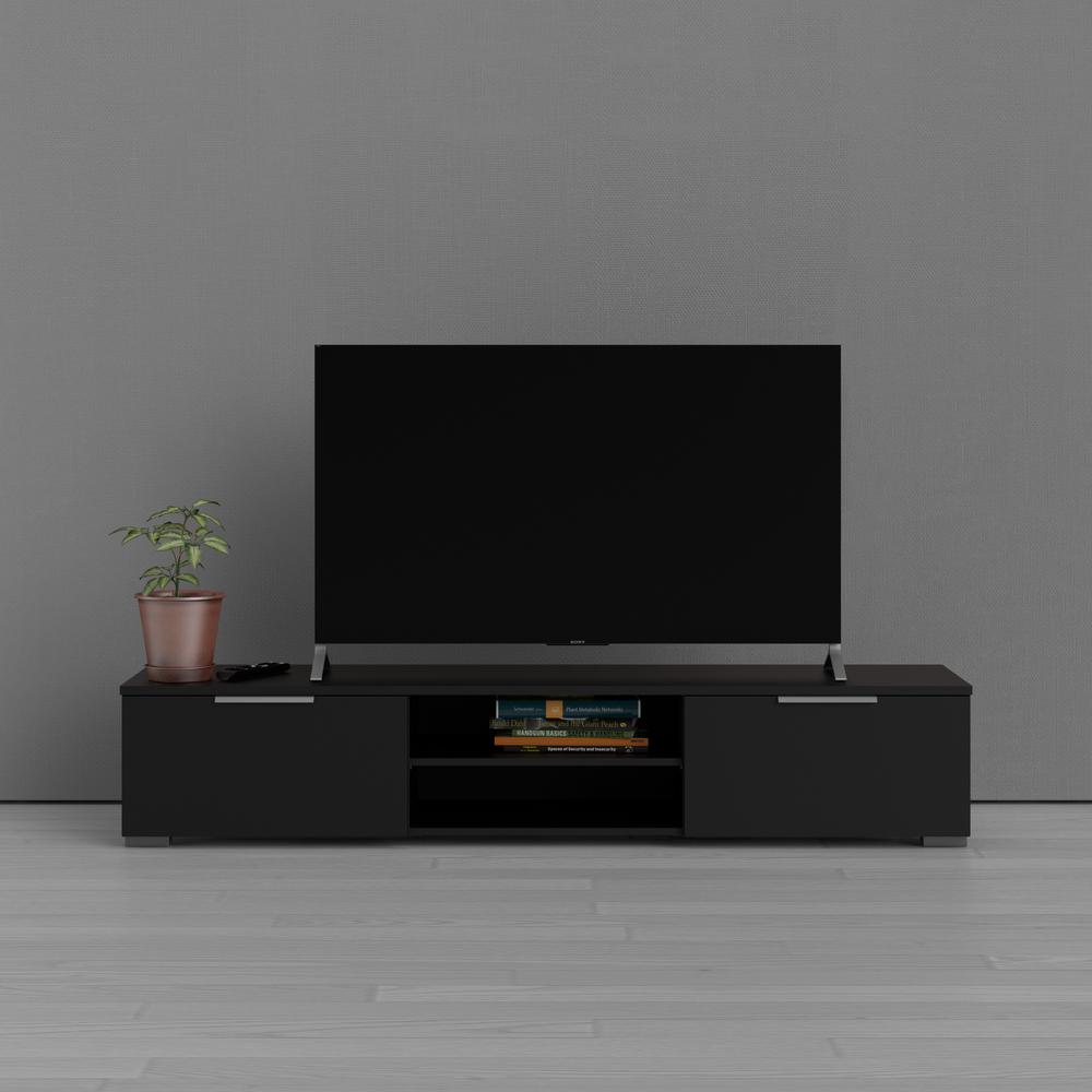 2 Drawer 2 Shelf TV Stand Black Matte. Picture 12
