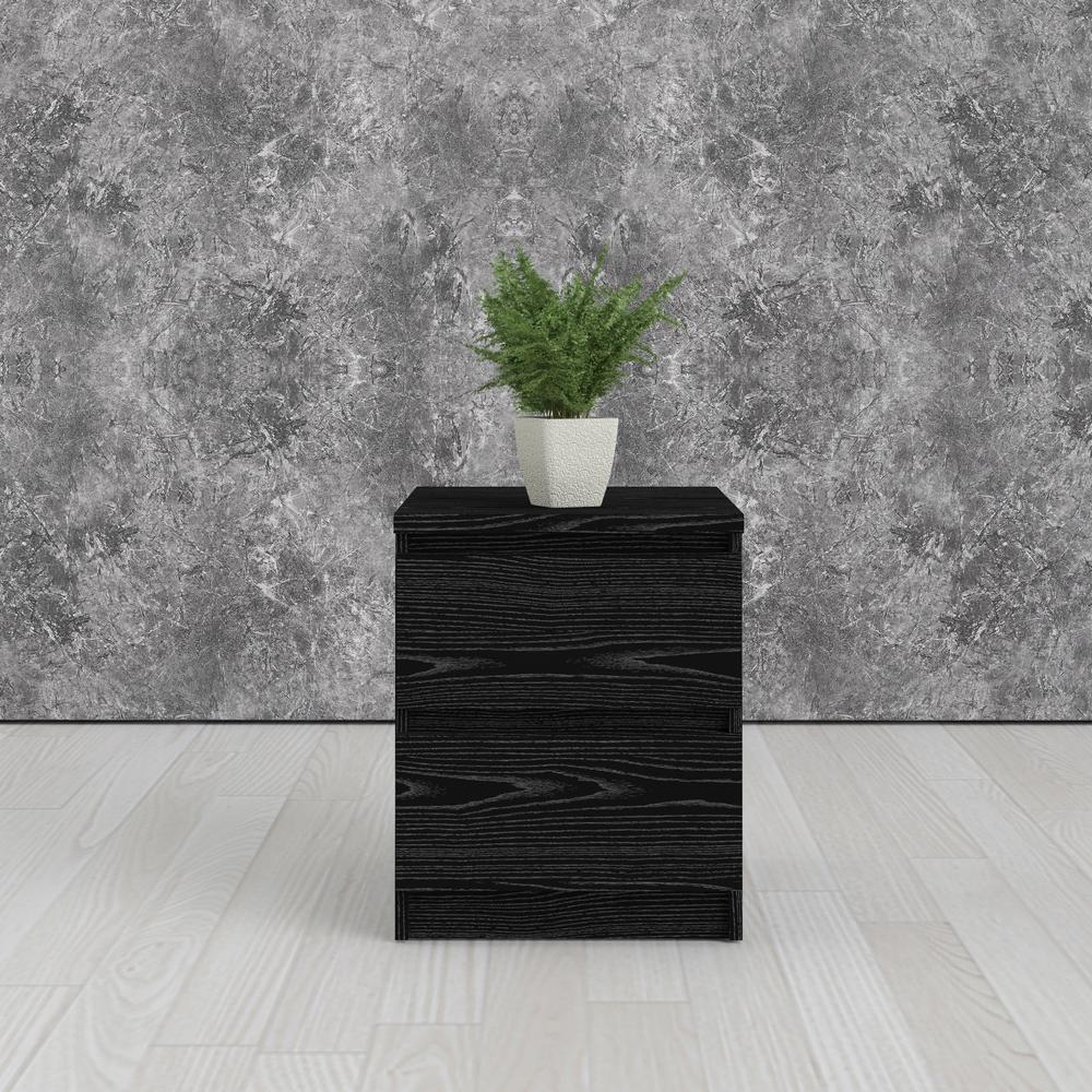 Scottsdale 2 Drawer Bedroom Nightstand, Black Woodgrain. Picture 9