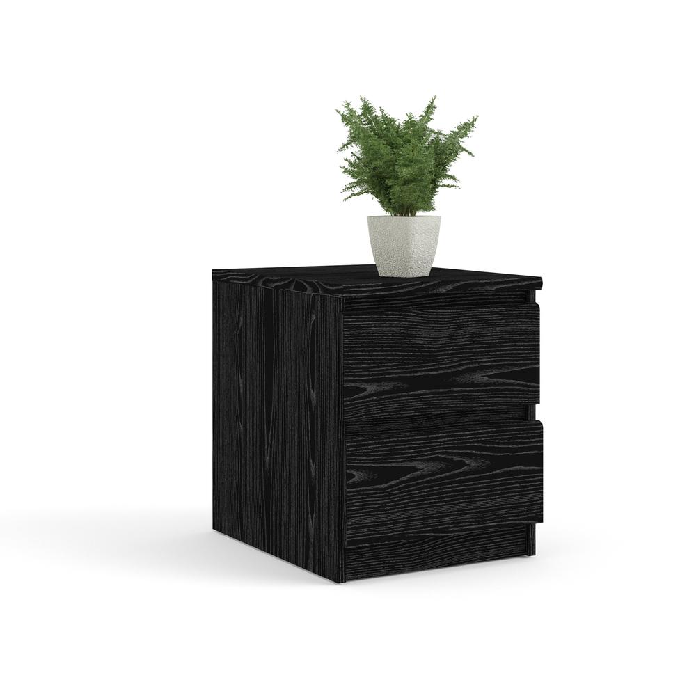 Scottsdale 2 Drawer Bedroom Nightstand, Black Woodgrain. Picture 5