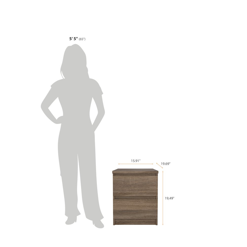 Scottsdale 2 Drawer Nightstand, Truffle Oak. Picture 8
