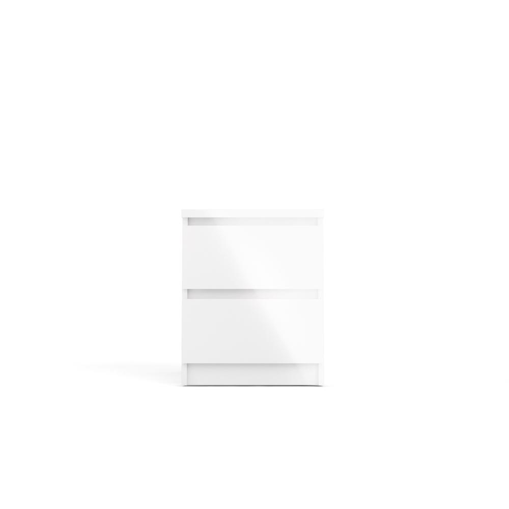 2 Drawer Nightstand White High Gloss. Picture 1