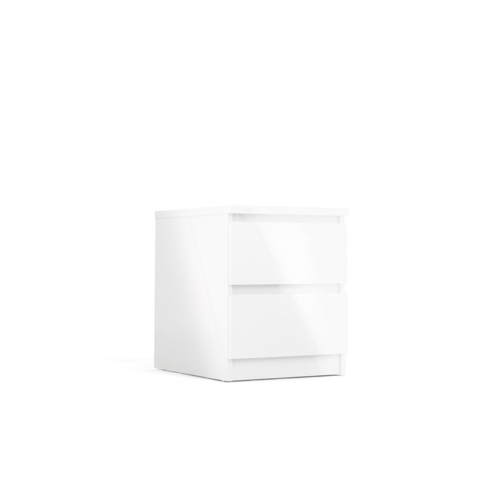 2 Drawer Nightstand White High Gloss. Picture 2