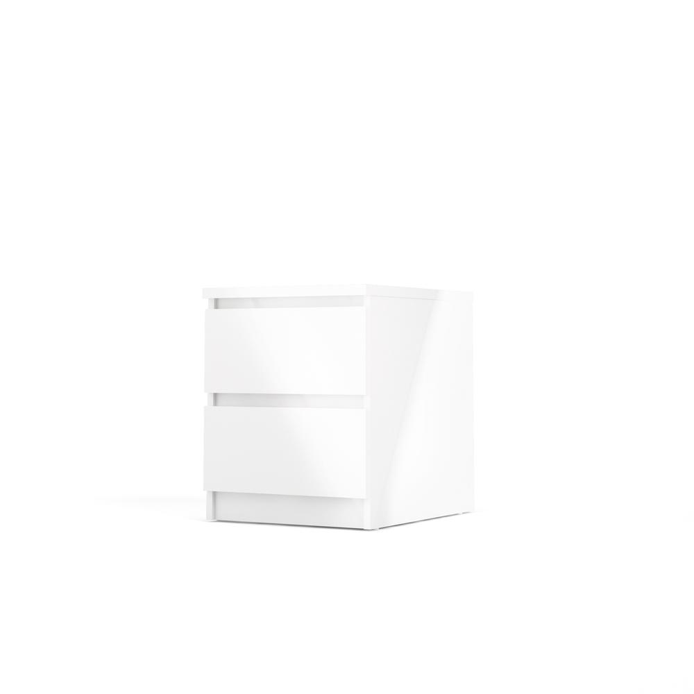 2 Drawer Nightstand White High Gloss. Picture 3