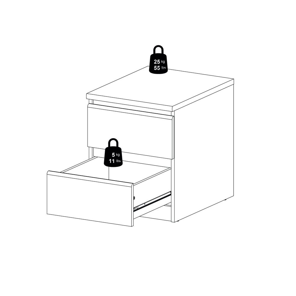 2 Drawer Nightstand White High Gloss. Picture 8