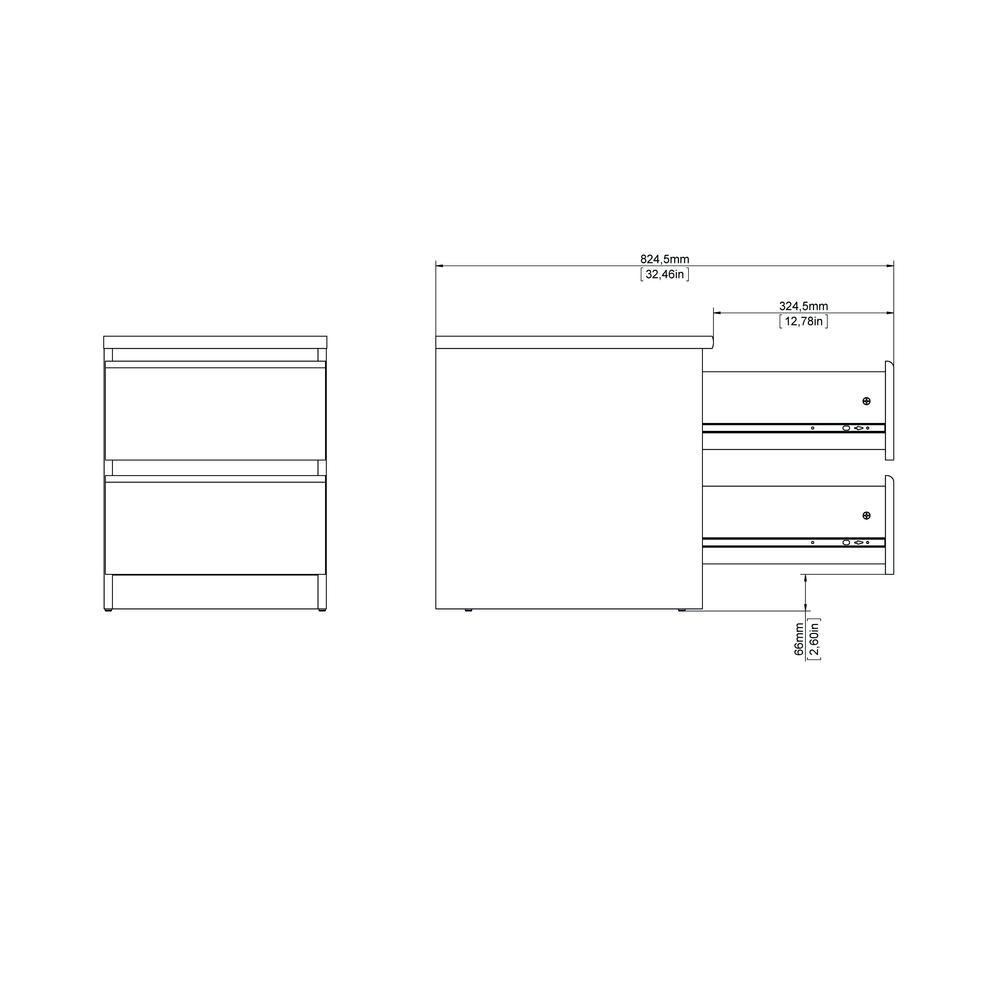 2 Drawer Nightstand White High Gloss. Picture 9