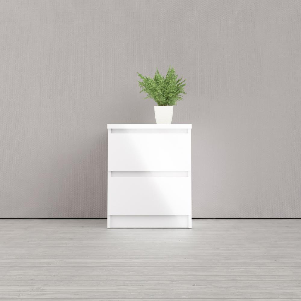 2 Drawer Nightstand White High Gloss. Picture 12