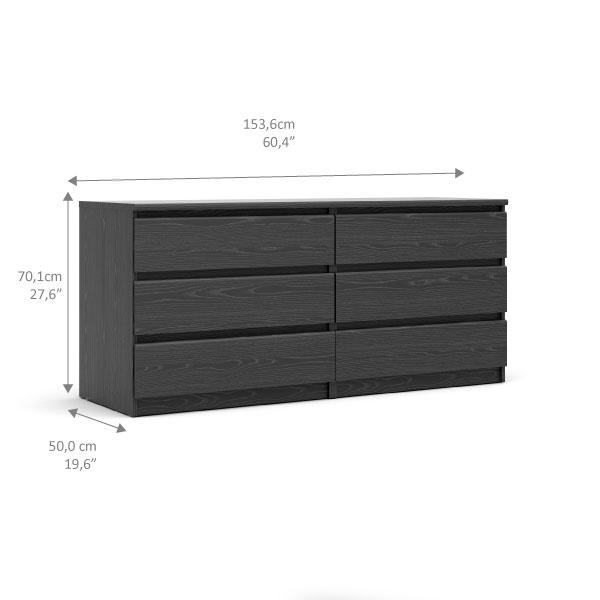 Black 6 Drawer Dresser - Elegant Bedroom and Closet Wood Dresser Storage. Picture 6
