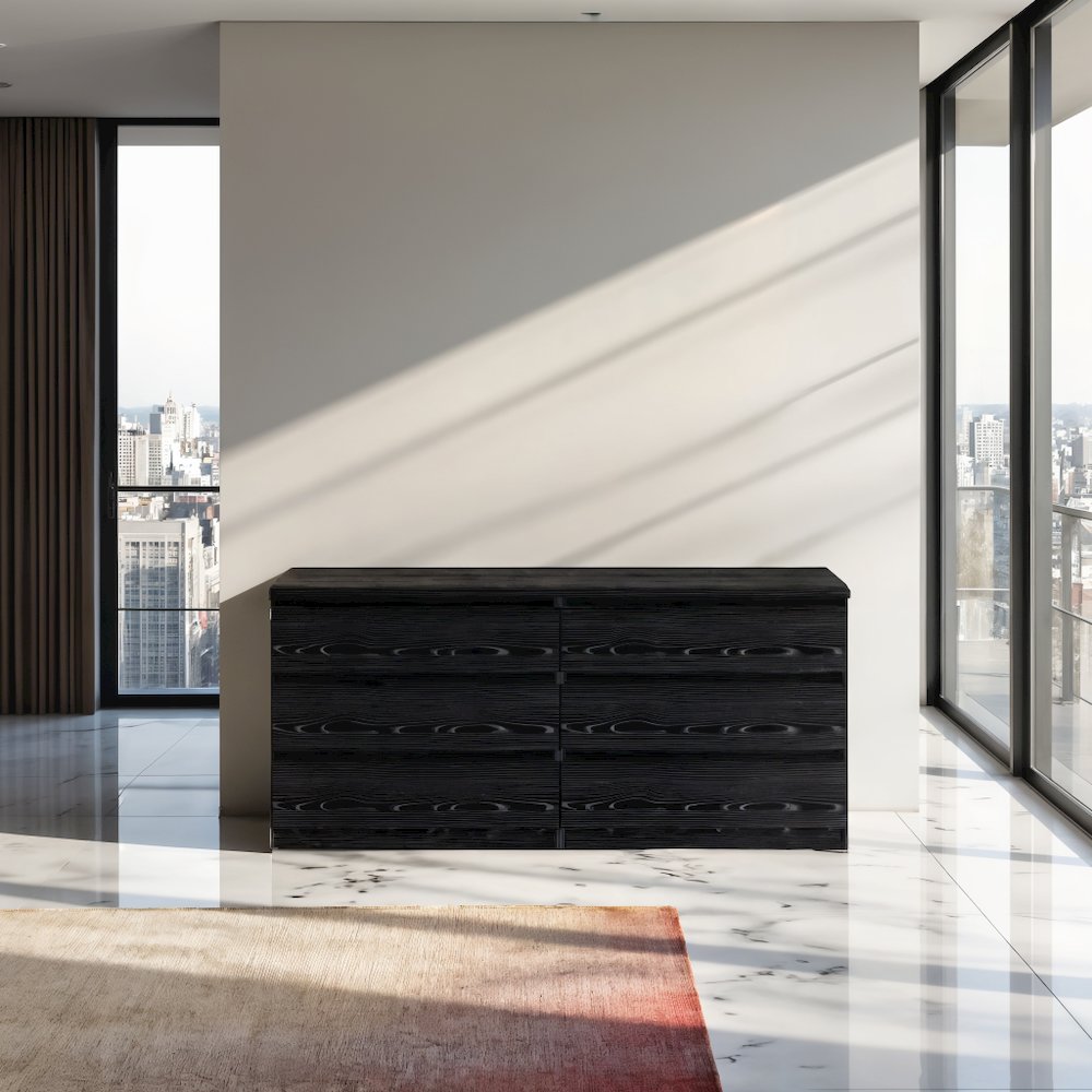 Black 6 Drawer Dresser - Elegant Bedroom and Closet Wood Dresser Storage. Picture 11