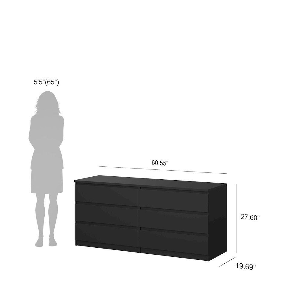 Scottsdale 6 Drawer Double Dresser, Black Matte. Picture 8