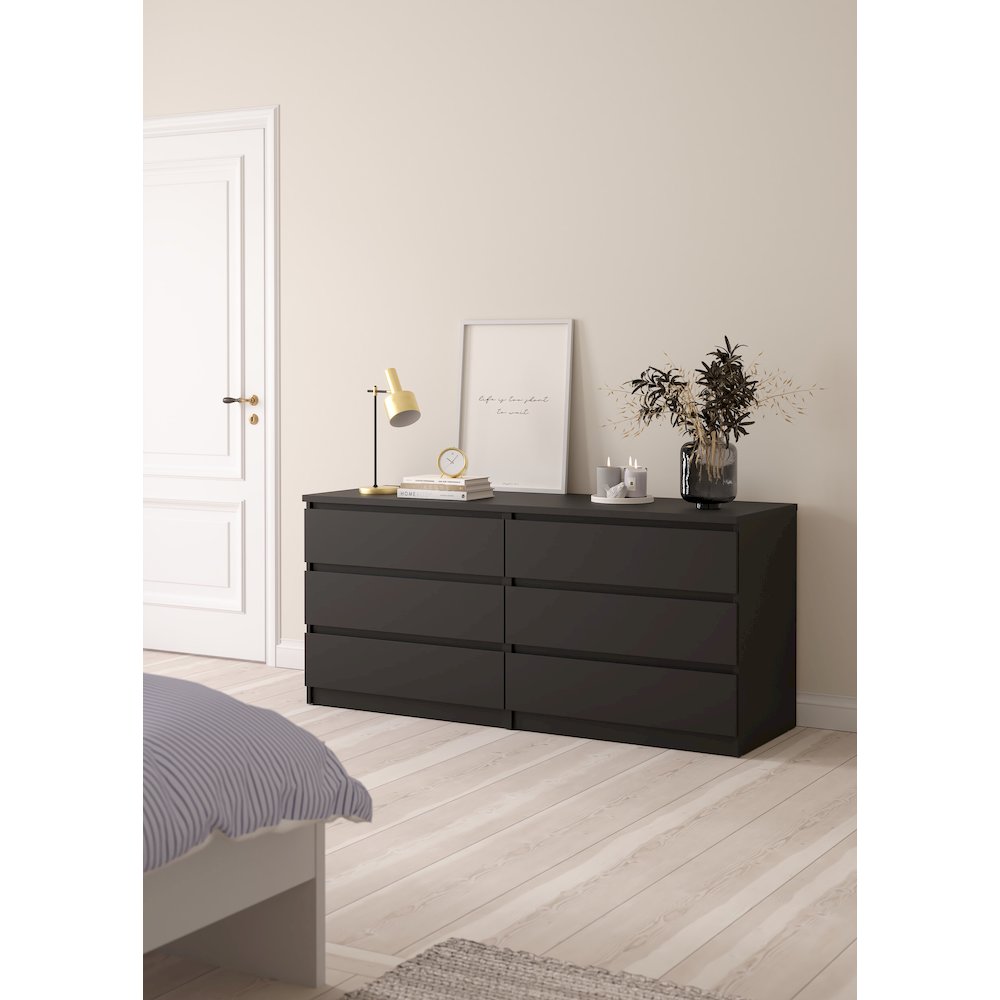Scottsdale 6 Drawer Double Dresser, Black Matte. Picture 7