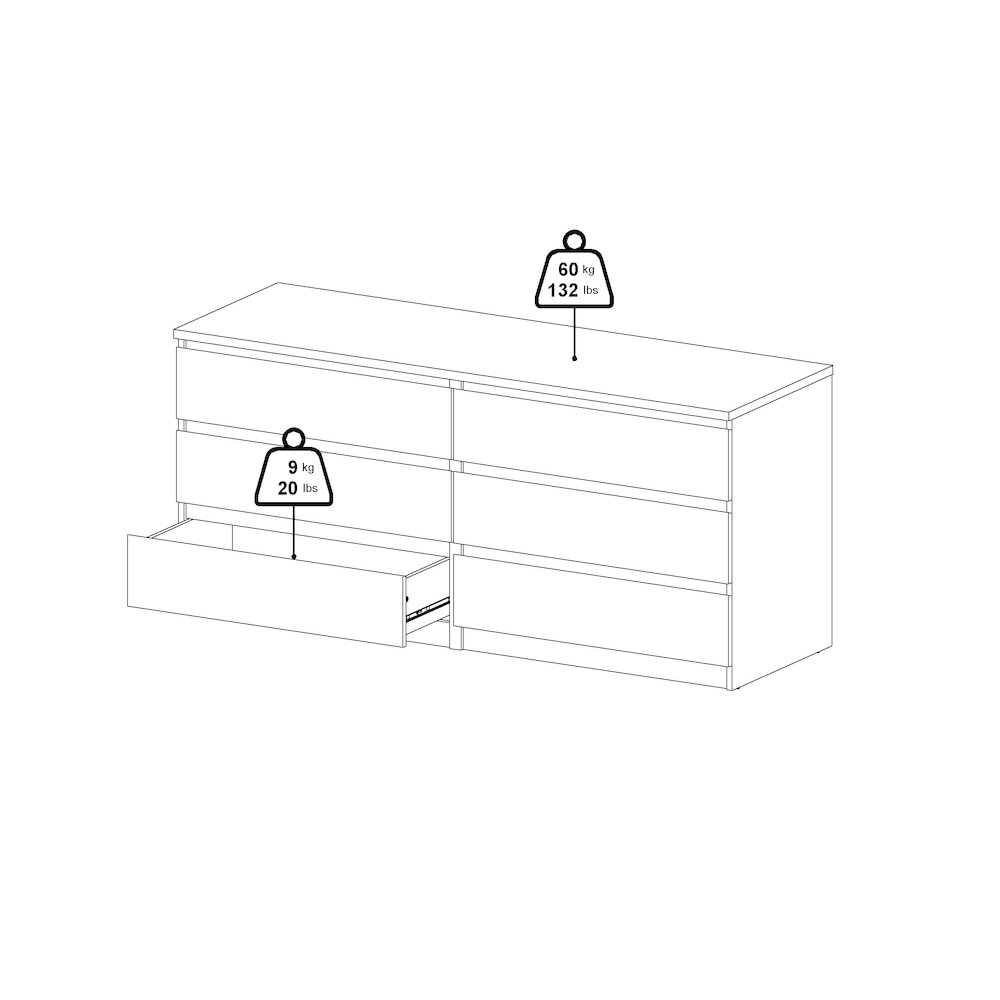 Scottsdale 6 Drawer Double Dresser, Black Matte. Picture 11