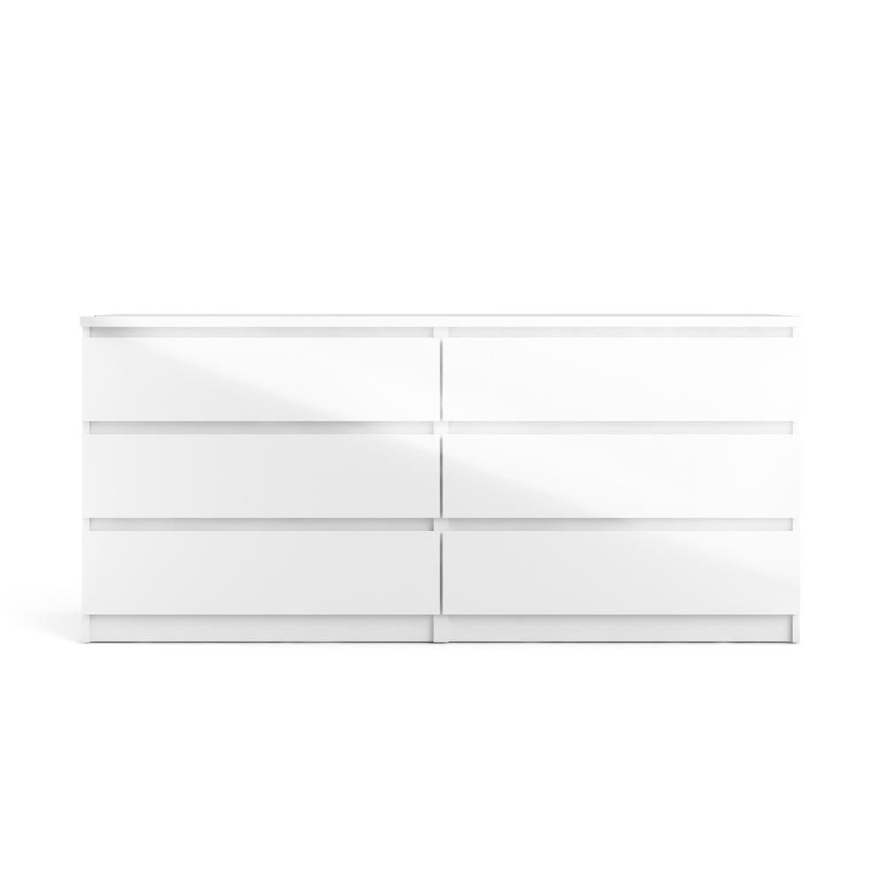 6 Drawer Double Dresser White High Gloss. Picture 1