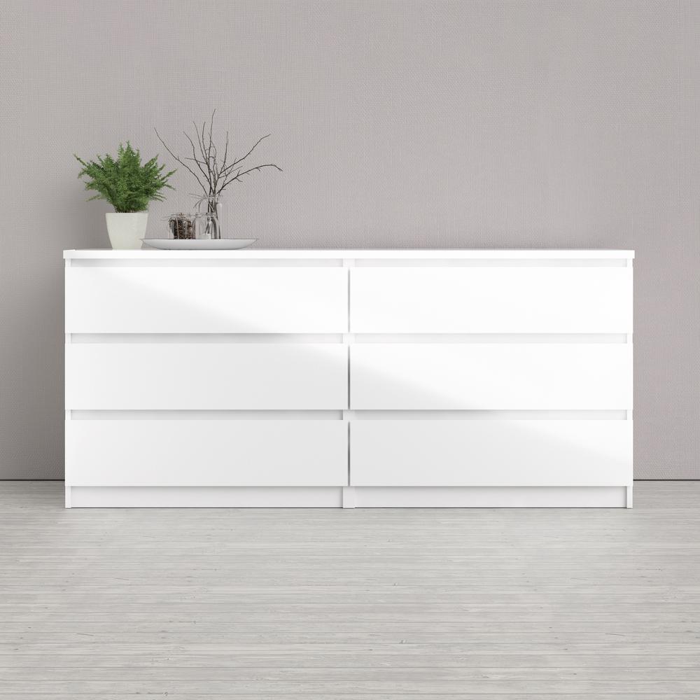 6 Drawer Double Dresser White High Gloss. Picture 8