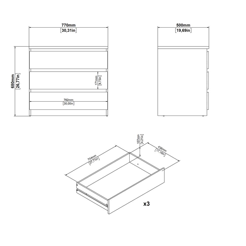 Scottsdale 3 Drawer Chest, Black Woodgrain. Picture 8