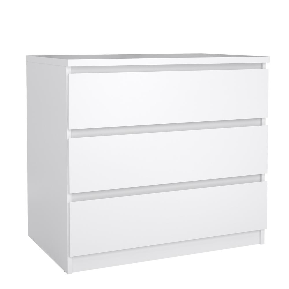 Furnifact White 3 Drawer Dresser – Modern 3 Drawer Dresser for Bedroom, Closet, or Entryway – Sleek and Functional Three Drawer Dresser for Compact Storage. Picture 3