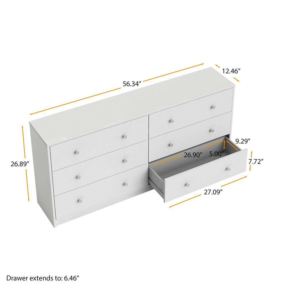 Portland 6 Drawer Double Dresser, White. Picture 9