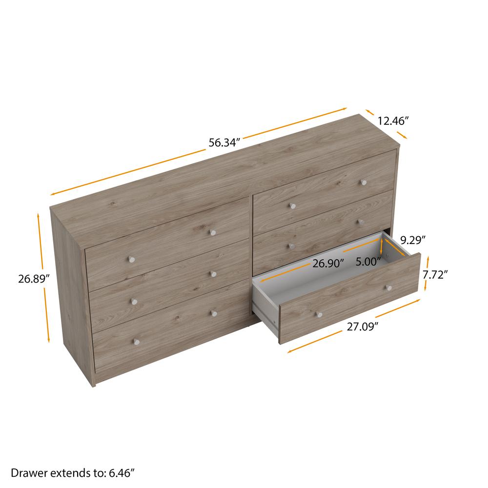 Portland 6 Drawer Double Dresser, Jackson Hickory. Picture 9