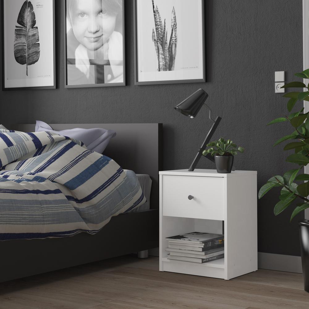 Portland 1 Drawer Nightstand, White. Picture 14
